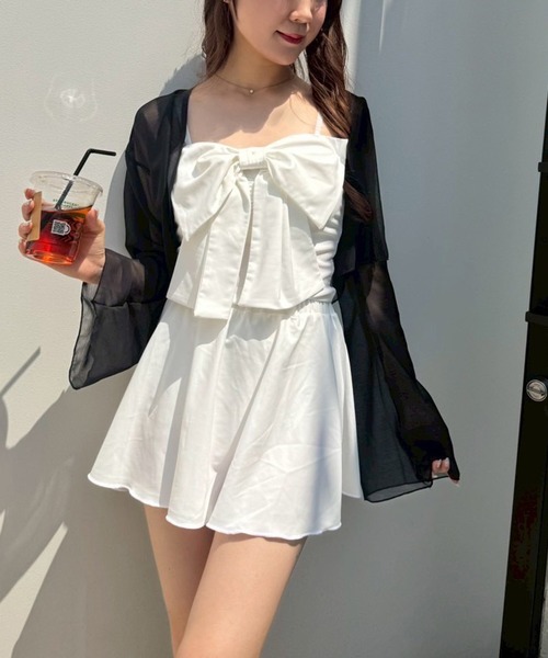 フロントリボンシアーカーディガン4点セット one after another NICE CLAUP 水着 swimwear/フロントリボン+
