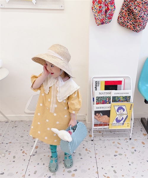 「aimoha」 「KIDS」半袖ワンピース 130 ブルー キッズ_画像4