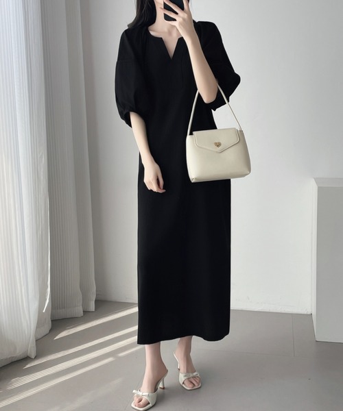 ABITOKYO（アビトーキョー） ワンピース バルーン袖キーネックロング