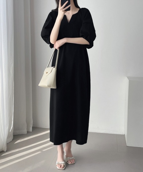 ABITOKYO（アビトーキョー） ワンピース バルーン袖キーネックロング