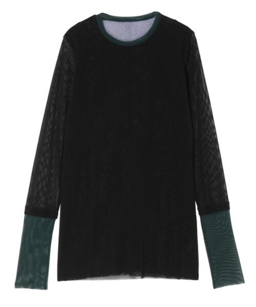 UN3D.　ウェーブラインTシャツ　黒　アンスリード UN3D.（アンスリード） tシャツ UN3D./アンスリード/WAVE LINE SHEER