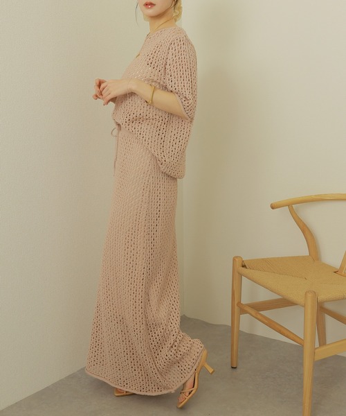 セットアップ mesh knit setup /メッシュ サマー ニット レディース