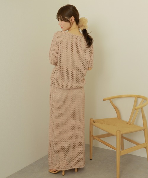 セットアップ mesh knit setup /メッシュ サマー ニット レディース