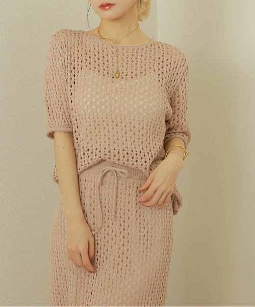 セットアップ mesh knit setup /メッシュ サマー ニット レディース