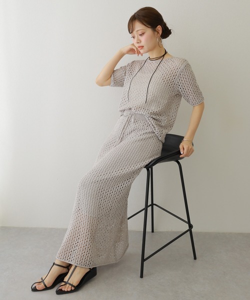 セットアップ mesh knit setup /メッシュ サマー ニット レディース