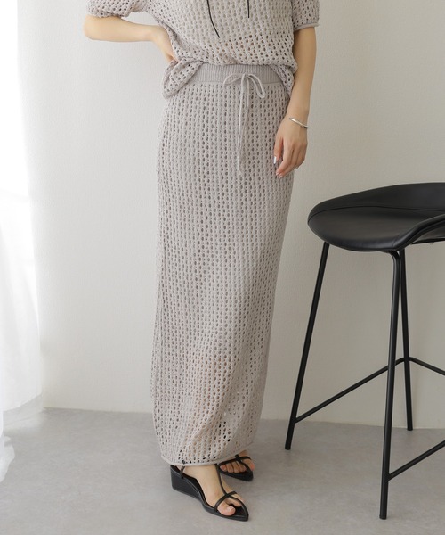 セットアップ mesh knit setup /メッシュ サマー ニット レディース
