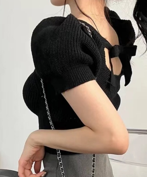 Per sist ence（パーシエンス） tシャツ 半袖 バックリボントップス