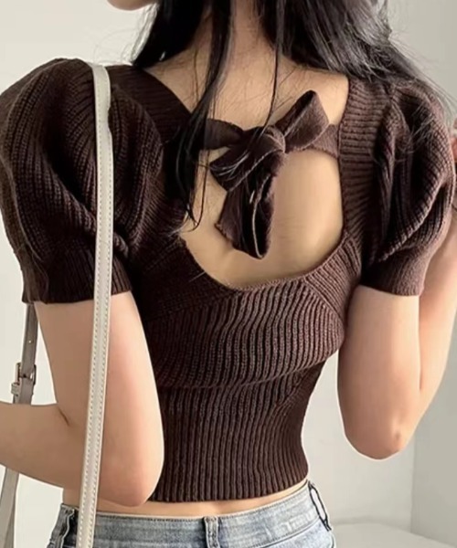 Per sist ence（パーシエンス） tシャツ 半袖 バックリボントップス