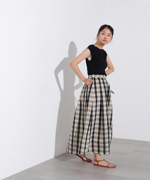 N.Natural Beauty Basic スカート シアーチェックフレアスカート