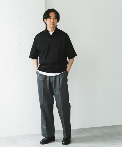 URBAN RESEARCH DOORS ポロシャツ リネン混ハイゲージ