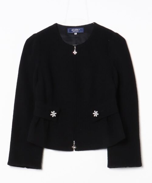 M's Gracy エムズグレイシー・フランネルジャケットXL 42ブラック M's Gracy エムズグレイシー・フランネルジャケットXL 42ブラック M´s