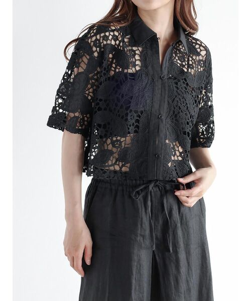 ブラウス シャツ Botanical crochet lace shirt レディース