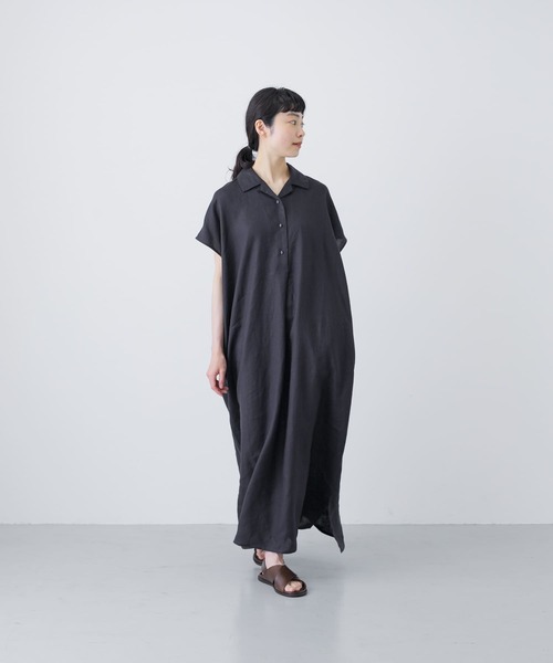 かぐれ ワンピース 「2サイズ展開」リネンフレンチシャツ