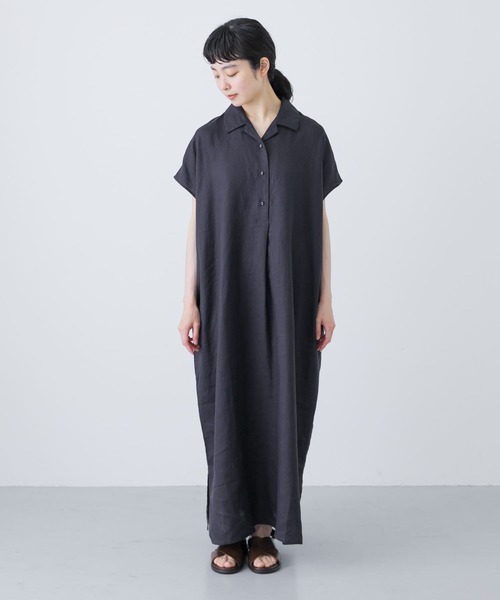 かぐれ ワンピース 「2サイズ展開」リネンフレンチシャツ
