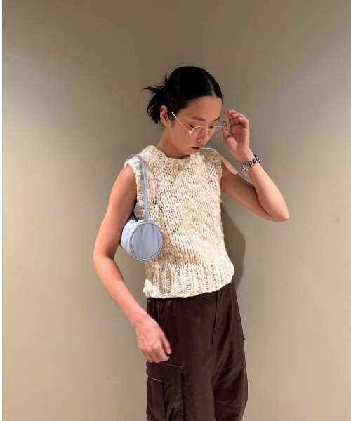 ベスト ジレ ウールミックスハンドニットベスト レディース
