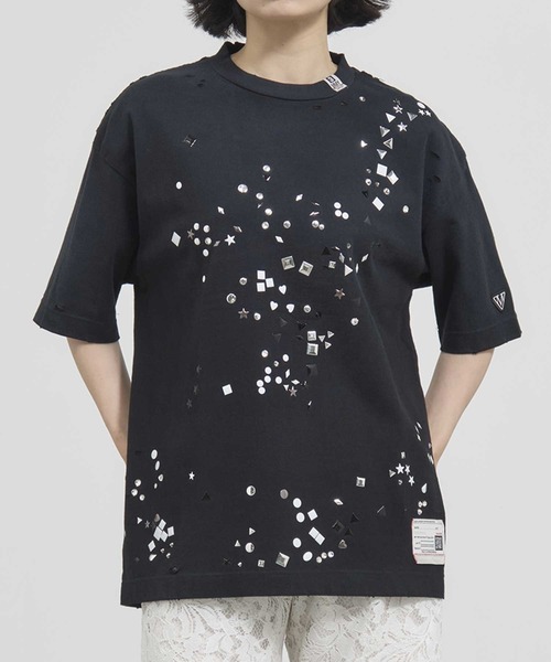 tシャツ 「MIHARAYASUHIRO/ミハラヤスヒロ」EMBELLISHED DISTRESSED TEE/スタッズプリントTシャツ レディース