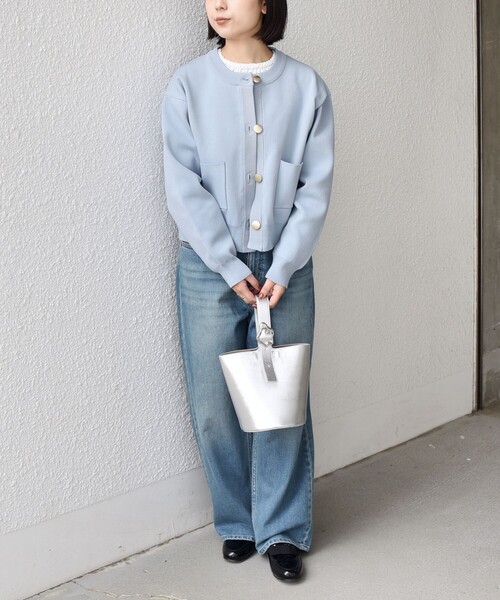 【美品】エムエイチエル クルーネックカーディガン コットン ボタン Ⅱ ベージュ SHIPS Colors（シップスカラーズ） カーディガン SHIPS Colors