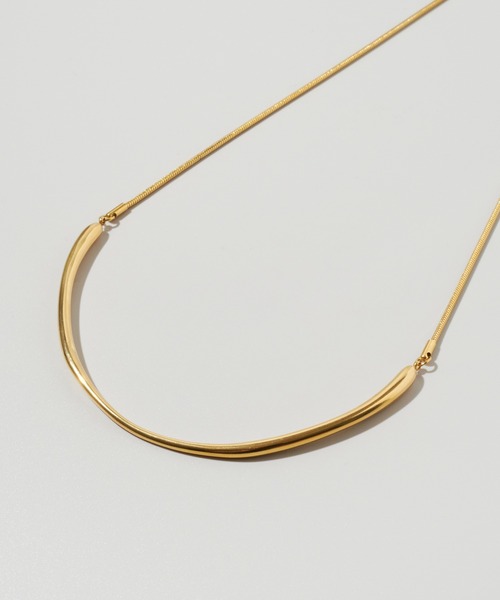 ネックレス 「金属アレルギー軽減」アーチ ライン バック ロング ステンレス ネックレス レディースの画像