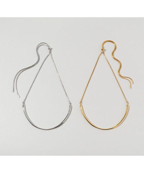 ネックレス 「金属アレルギー軽減」アーチ ライン バック ロング ステンレス ネックレス レディースの画像