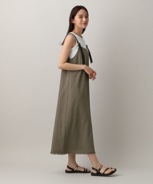 ゆか　　プラダ　　美ライン　ストレッチワンピース 線画タッチ花柄ギャザー切替ワンピース[品番：ATTW0007198