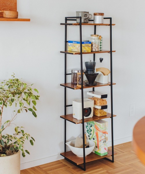 studio CLIP シェルフ　飾り棚 studio CLIP 家具 ウッド＆アイアン5段シェルフ : ZOZOTOWN