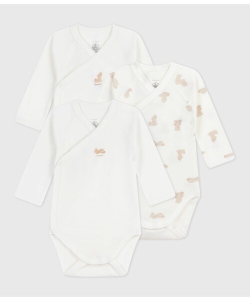 PETIT BATEAU（プチバトー） ベビー肌着 長袖あわせボディ3枚組