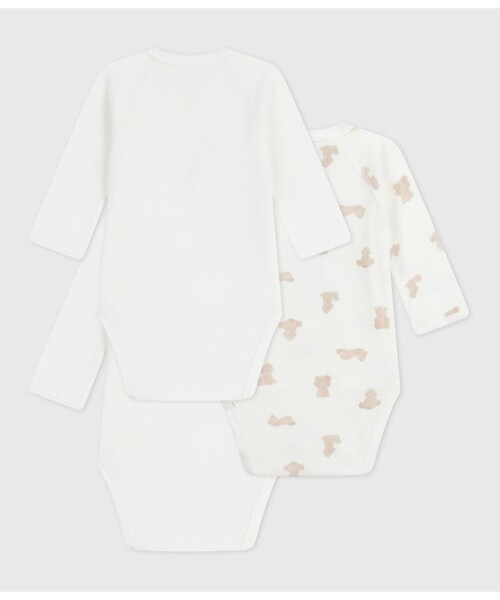 PETIT BATEAU（プチバトー） ベビー肌着 長袖あわせボディ3枚組