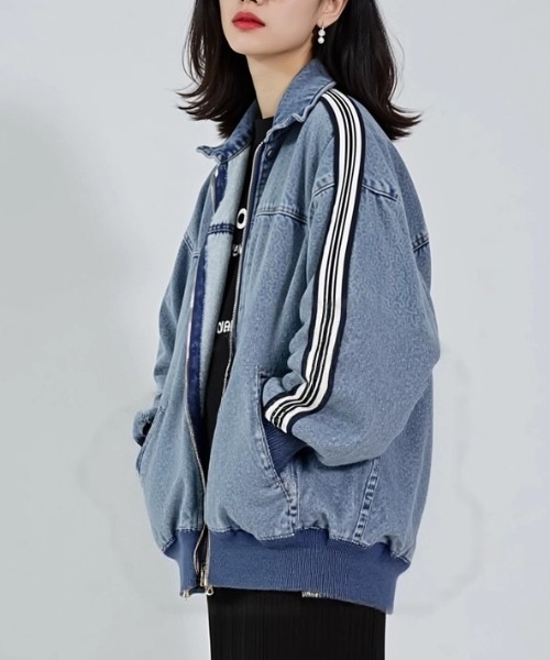 A.D.C.L. デニムジャケット gジャン トラックライン付き オーバー