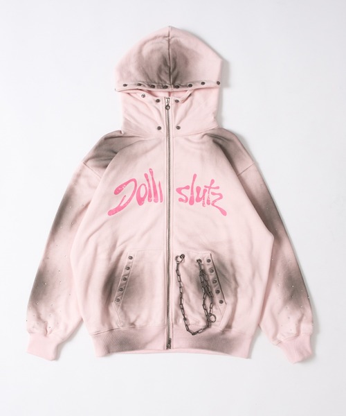 dollslutz パーカー 「dollslutz」silver metallic over zip hoodie 