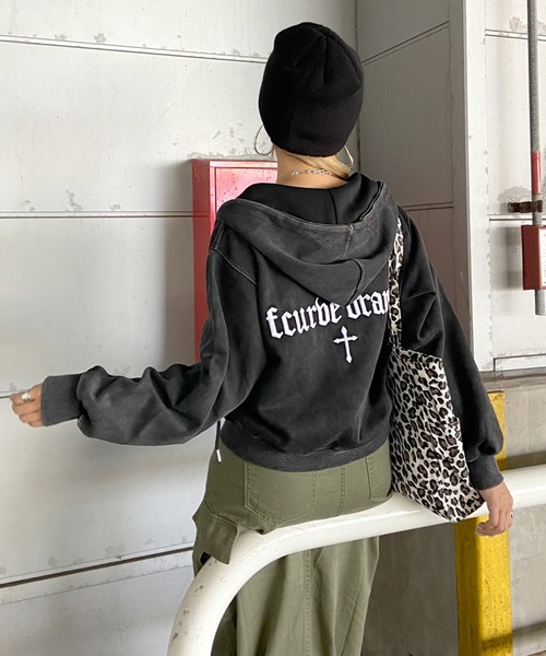 non-hedge（ノンヘッジ） パーカー クロス刺繍ブリーチジップパーカー