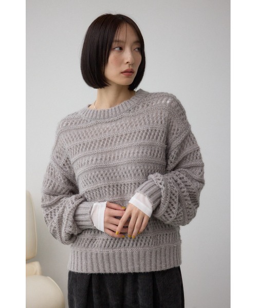 RE. アールイードット メッシュボーダーニット BLUE glamb セーター ニット Mesh Border Knit / メッシュボーダーニット