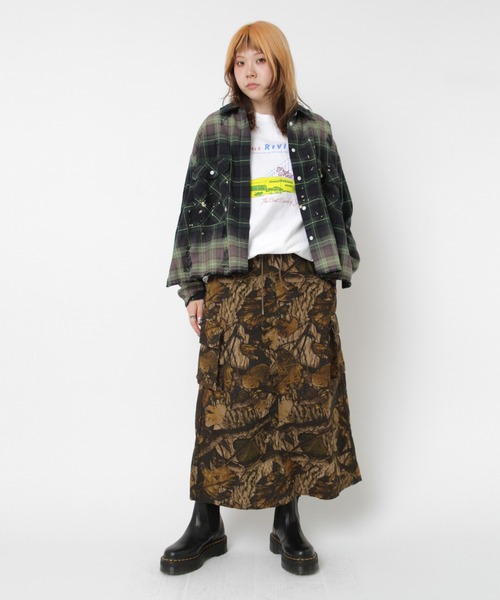 RNA（アールエヌエー） スカート G1101 カモフラージュカーゴロング