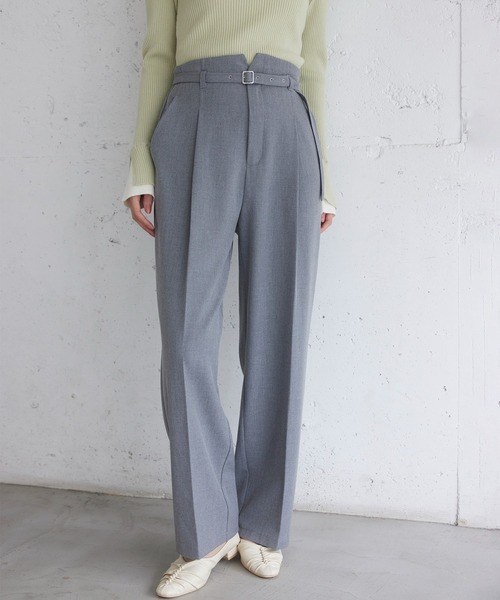 VIS（ビス） パンツ Hot Beautyベルテッドスリムストレートパンツ