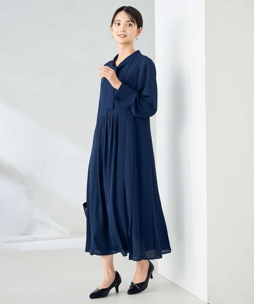 ワンピース 「洗える/WEB限定」ボウタイタックワンピースの画像