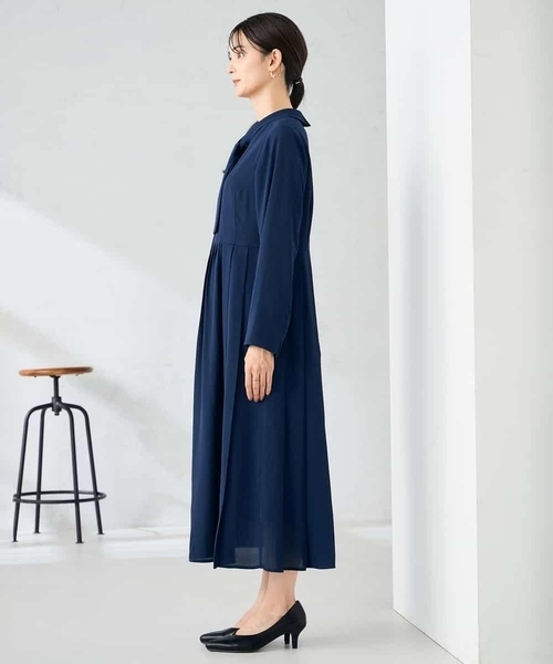 ワンピース 「洗える/WEB限定」ボウタイタックワンピースの画像