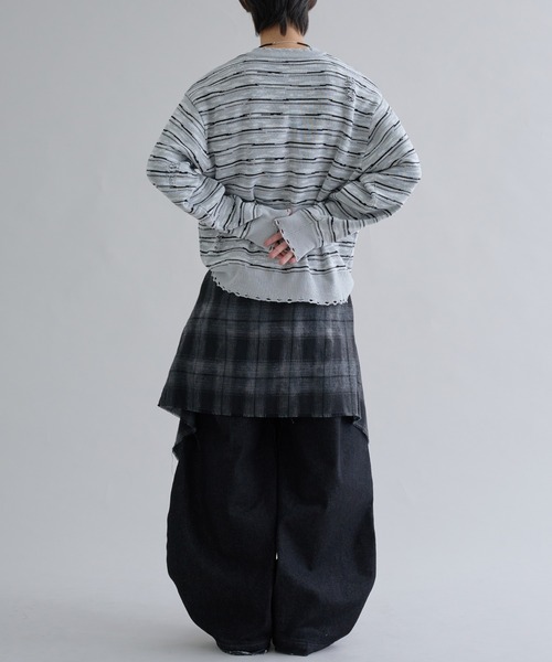 セーター ニット Distressed Border V-Neck Knit / ディストレスト