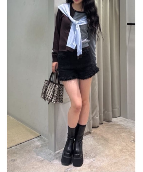 ニット/セーター MINI KNIT DOCKING SHIRT SLY（スライ） ニット セーター SLEEVE DOCKING KNIT TOPS スリーブ