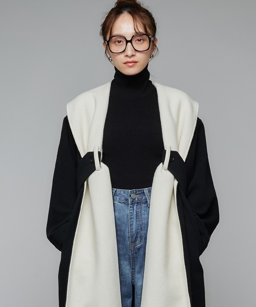 Narcissus ノーカラーコート コート 「2WAY」バイカラーロングコート