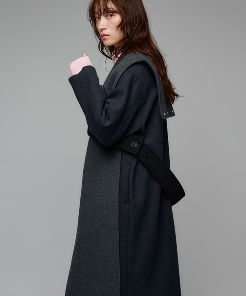 Narcissus（ナルシス） ノーカラーコート コート 「2WAY」バイカラー