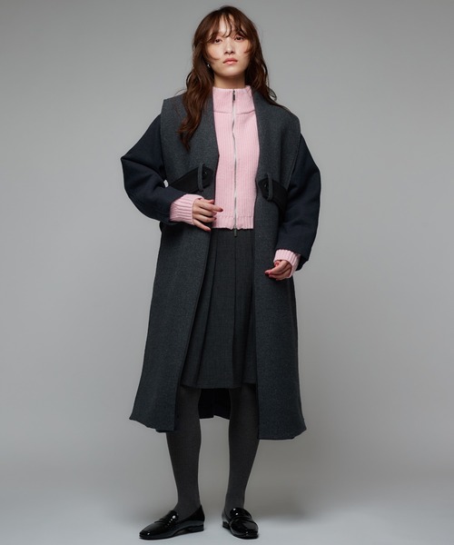 Narcissus（ナルシス） ノーカラーコート コート 「2WAY」バイカラー