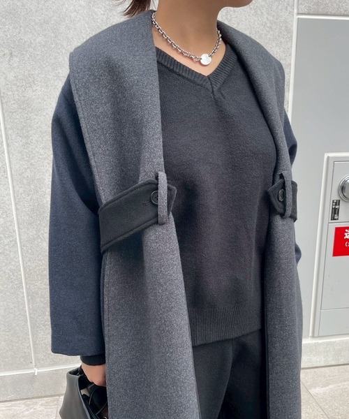 Narcissus（ナルシス） ノーカラーコート コート 「2WAY」バイカラー