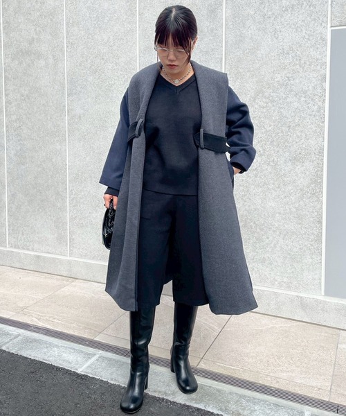 Narcissus（ナルシス） ノーカラーコート コート 「2WAY」バイカラー