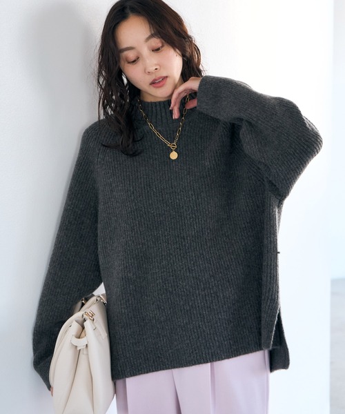 アドーア 20AW ショルダーラッフルニット セーター 長袖 ハイネック 黒 ◇ショルダーラッフルニット （ニット・セーター）｜ADORE / アドーア