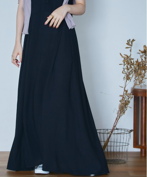 「ECRIRE」 ノースリーブワンピース L ネイビー レディース_画像2