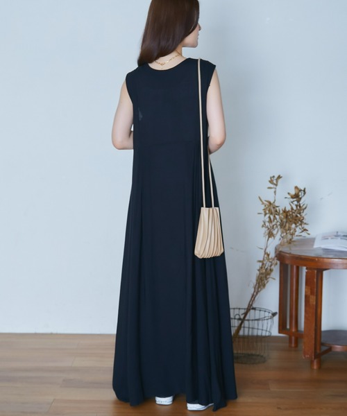 「ECRIRE」 ノースリーブワンピース L ネイビー レディース_画像5