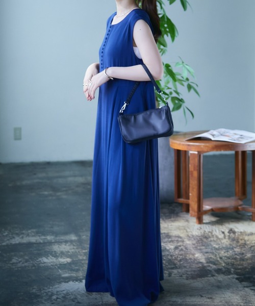 「ECRIRE」 ノースリーブワンピース L ネイビー レディース_画像8