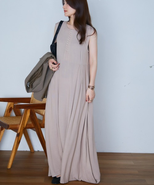 「ECRIRE」 ノースリーブワンピース L ネイビー レディース_画像9