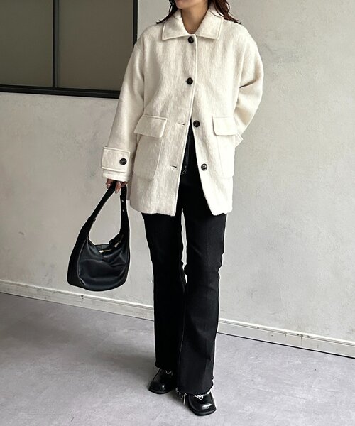 Thevon（ゼヴォン） コート アウター ステンカラーシャギーミドル