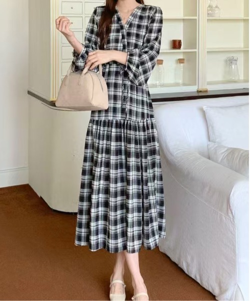 FINEnough ワンピース オンブレチェックカシュクールワンピース