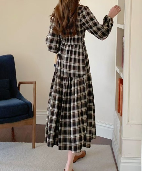 FINEnough ワンピース オンブレチェックカシュクールワンピース